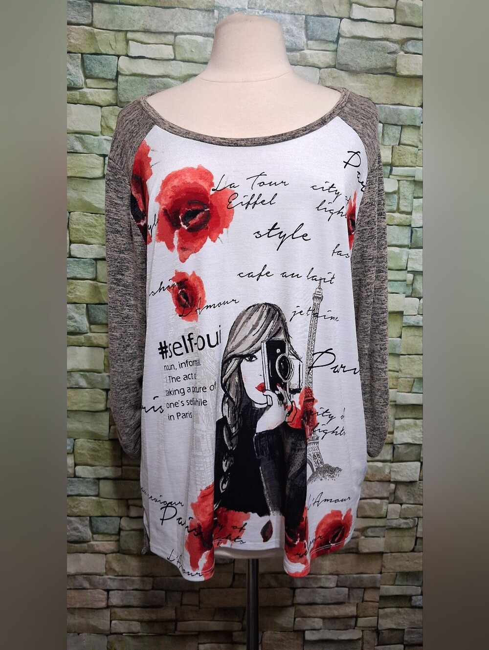 Style & Co Paris Themed Floral Graphic Tunic Top XL